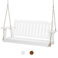 thumbnail image 1 of VINGLI Heavy Duty 880 LBS 4 FT Patio Wooden Porch Swing with Upgraded Adjustable Chains, White, 1 of 8