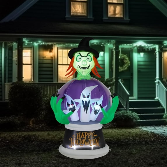 VINGLI Inflatable Halloween Outdoor Decorations, Blow Up Yard Decorations, Built-in LED Lights Décor for Indoor Home Party Garden Lawn Store, 5.9FT Witch's Crystal Ball