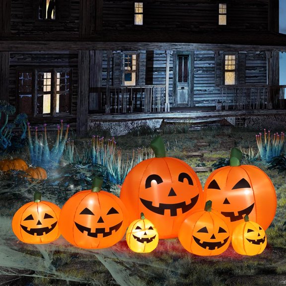 VINGLI Inflatable Halloween Outdoor Decorations, Blow Up Yard Decorations, Built-in LED Lights Dcor for Indoor Home Party Garden Lawn Store, 7FT Classic Pumpkin