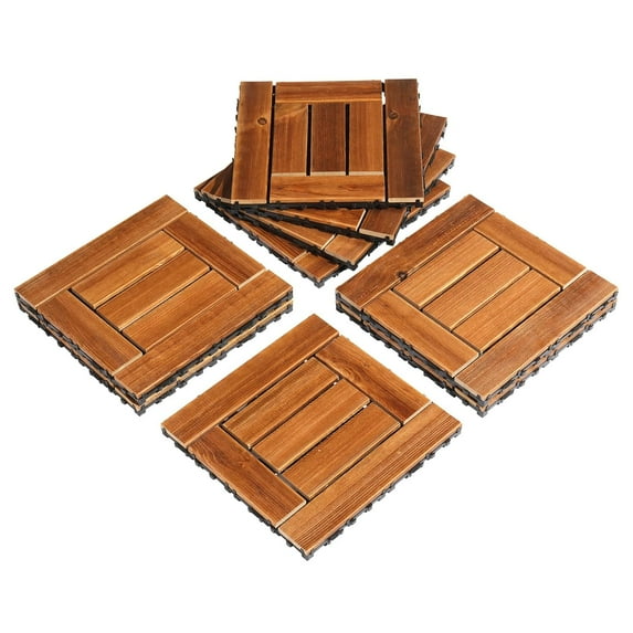 VINGLI Interlocking Deck Tiles, Anti-Slip Wood Tiles for All Weather, Outdoor/Indoor Flooring for Patio, Porch, Poolside, 11.8” x 11.8”, Circular Array (9 Pcs)