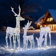 thumbnail image 1 of VINGLI Lighted Reindeer Christmas Decoration, 3-Piece Deer Family Set with Pre-lit 270 LED, Christmas Deers for Outdoor Indoor Ornament with Ground Stakes and Zip Ties, Plug-in, Iridescent, 1 of 7