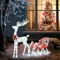VINGLI Lighted Reindeer and Sleigh Christmas Outdoor Decorations Prelit 180 LED Lights, Weather