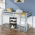 thumbnail image 1 of VINGLI Loft Bed Frame with Inclined Ladder, Solid Wood Loft Bed, 1 of 9