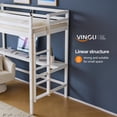 thumbnail image 1 of VINGLI Loft Bed with Desk, Wood Bunk Bed Twin Size with RGB LED for Adults, 2 Charging Station on High Guardrail and Desk,Wood Slat Support, White, 1 of 9