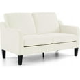 thumbnail image 1 of VINGLI Mid-Century Modern Compact Chenille Scooped Armrest Loveseat Sofa Couch, Creamy White, 1 of 18