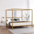 Library Poster Design For Spring VINGLI King Metal Canopy Bed Frame, Gold - with Headboard, Four Poster ...