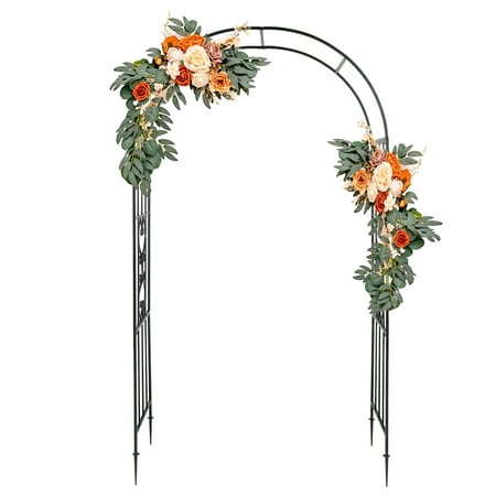 VINGLI Metal Garden Arbor Arch Walkway for Wedding Ceremony Party (Dark Green)
