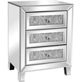 thumbnail image 1 of VINGLI Mirrored Nightstand with 3 Drawers Modern End Table Bed Side Table with Mirrored Finish, 17.72-inch W x 13.78-inch D x 23.62-inch H, Silver, 1 of 9