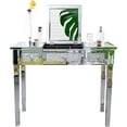 thumbnail image 1 of VINGLI Mirrored Vanity Table, Silver Vanity Desk with Flip-Up Mirror, 3 Drawers, Glass Crushed Diamond, Bling Mirror Vanity Desk for Women Girls Bedroom Entryway Home Office Writing Desk, 1 of 9