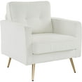 thumbnail image 1 of VINGLI Modern White Accent Chair for Living Room Bedroom Tufted Back Cushion Sofa Chair,Faux Sherpa Comfy Arm Chair Reading Chair with Golden Metal Legs,Deep Seat for Office,Apartment,Small Space, 1 of 16