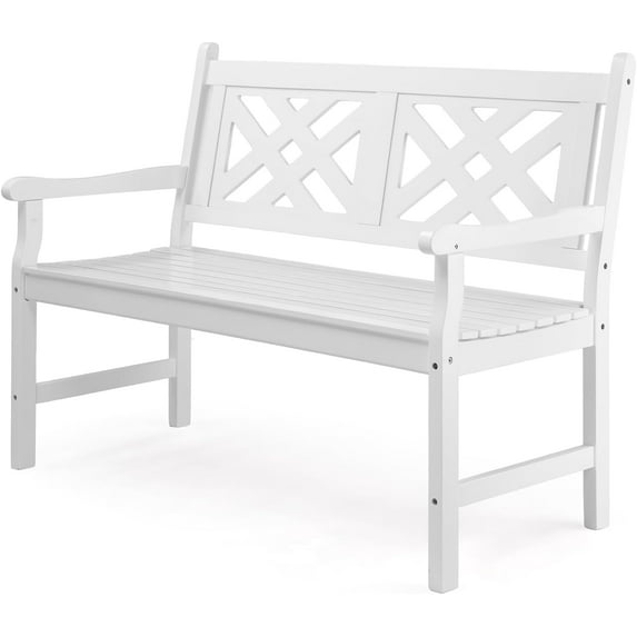 VINGLI Outdoor Bench Porch Bench, 47" Garden Bench Outdoor Wood Bench Patio Bench Entryway Bench for Yard Park, 800lb Capacity