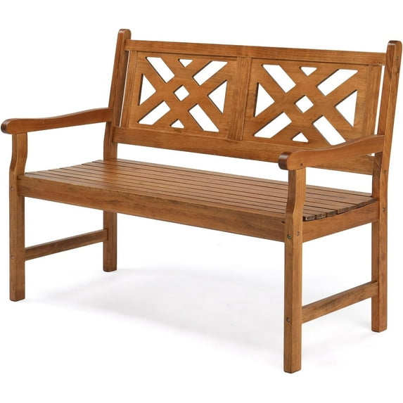 VINGLI Outdoor Bench Porch Bench, 47" Garden Bench Outdoor Wood Bench Patio Bench Entryway Bench for Yard Park, 800lb Capacity