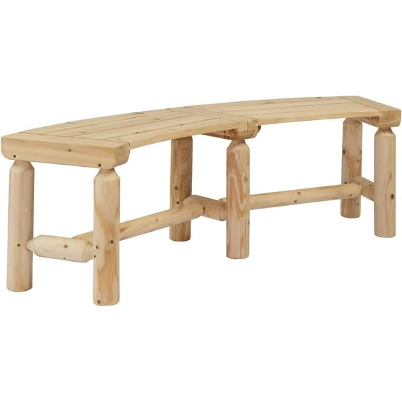 VINGLI Outdoor Bench Wooden Curved Bench, All-Weather Fire Pit Backless Patio Bench, 2-Person Seating Rustic Garden Bench for Backyard Porch Deck Entryway