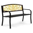 thumbnail image 1 of VINGLI Outdoor Bench for Patio Metal Garden Bench w/PVC Back Pattern, Black Park Bench Front Porch Bench for Yard Lawn Decor Deck Entryway (Floral), 1 of 7