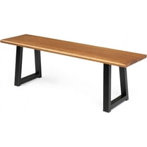 VINGLI Outdoor Bench with Metal Legs Rustic, Wood Dining Bench Indoor Outdoor Porch Bench for Yard Garden Dining