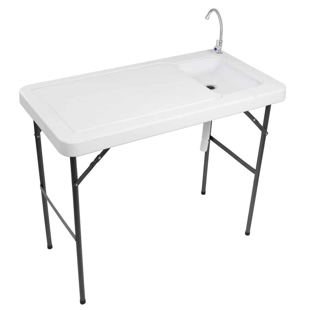 VINGLI Outdoor Folding Fish and Game Cleaning Table w/Sink Portable & Durable, Standard Garden