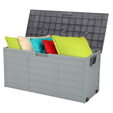 VINGLI Outdoor Lockable 75 Gallon Plastic Deck Box, Gray