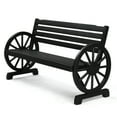 thumbnail image 1 of VINGLI Outdoor Rustic Wooden Bench with Wagon Wheel Arms, 3 People Sturdy Seat for Garden Porch Patio Lawn Yard Park, Indoor and Ourdoor Decor, 1 of 9