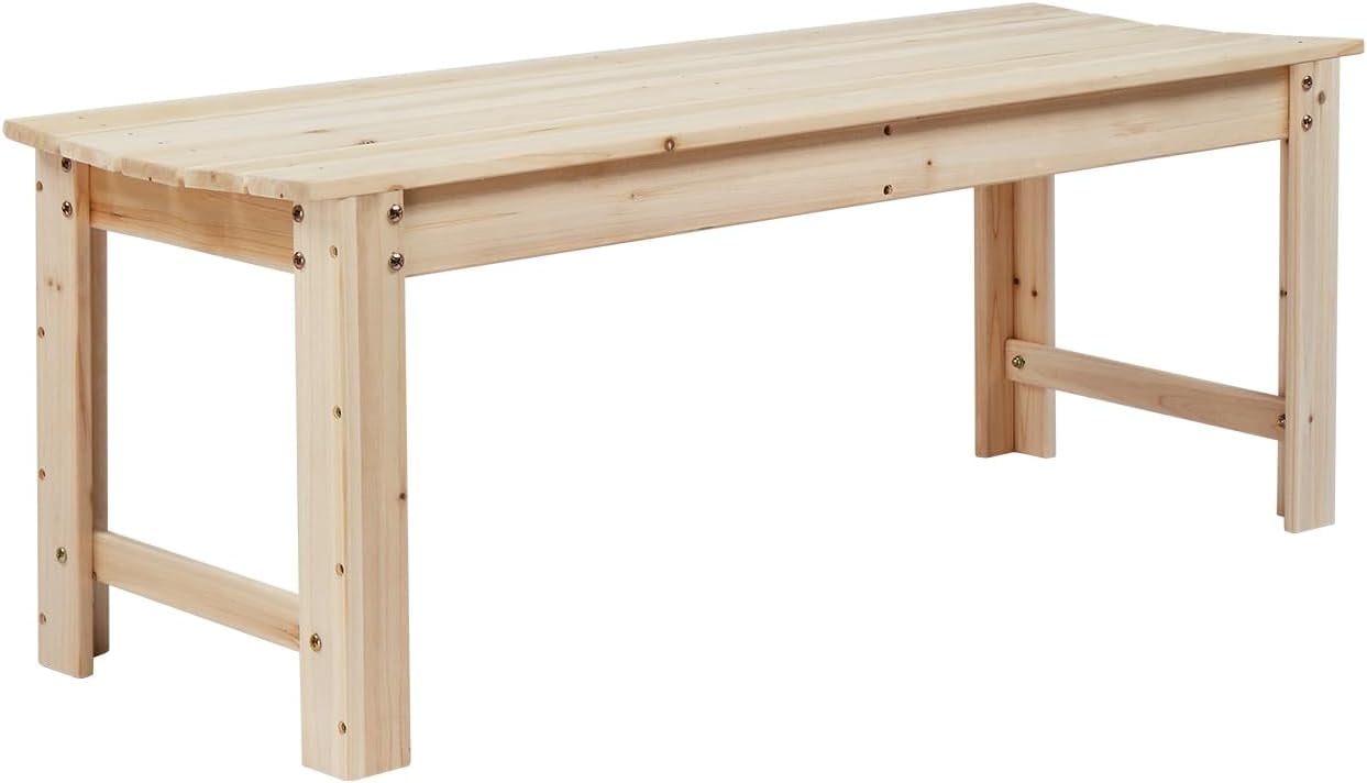 VINGLI Outdoor Wood Bench, 48" Outdoor Bench Patio Wooden Bench Garden Bench Outdoor Backless ...