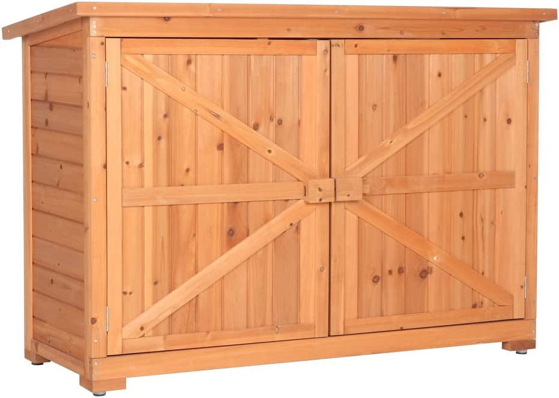 VINGLI Outdoor Wooden Storage Shed, 50.4” x 19.7” x 34.6” (L x W x H) Extra Large Garden Shed Outside Tool Cabinet with 2 Safety Latches, Patio Storage Organizer for Garden Yard Lawn Equipment