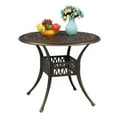 thumbnail image 1 of VINGLI Patio Bistro Dining Table with Umbrella Hole,Cast Aluminum Side Table, Backyard Bistro Round Table, Outdoor Garden Furniture Table（35.4"Dx29.5"H), 1 of 7