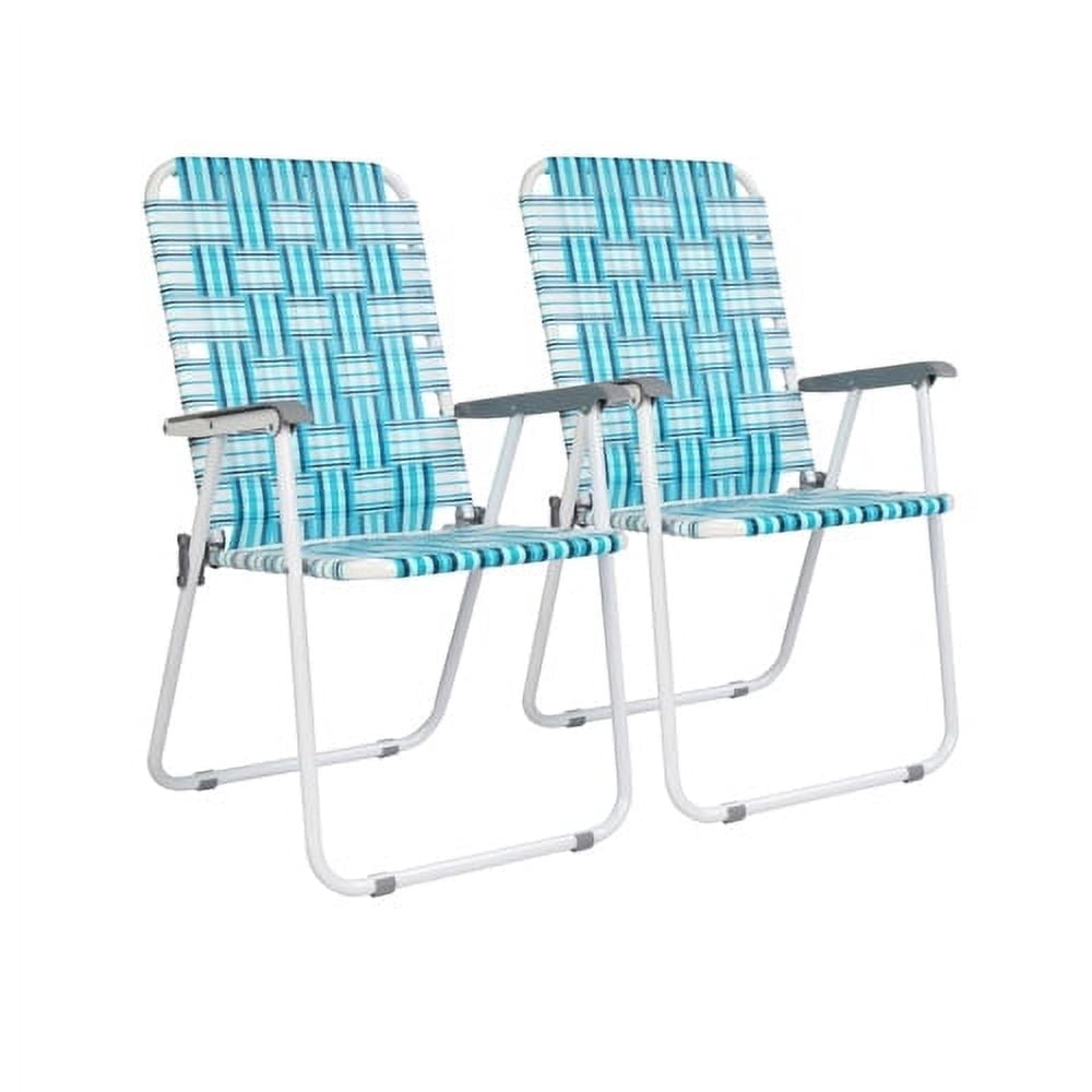 VINGLI Patio Lawn Chairs Folding Set of 2, Webbed Folding Chair Outdoor Beach Chair Portable Camping Chair for Yard, GardenWhite)