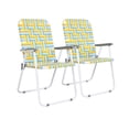 thumbnail image 1 of VINGLI Patio Lawn Chairs Folding Set of 2, Webbed Folding Chair Outdoor Beach Chair Portable Camping Chair for Yard, Garden（Yellow), 1 of 6