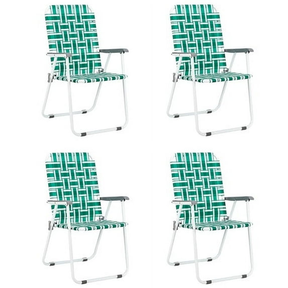 VINGLI Patio Lawn Chairs Folding Set of 4, Webbed Folding Chair Outdoor Beach Chair Portable Camping Chair for Yard, GardenGreen)