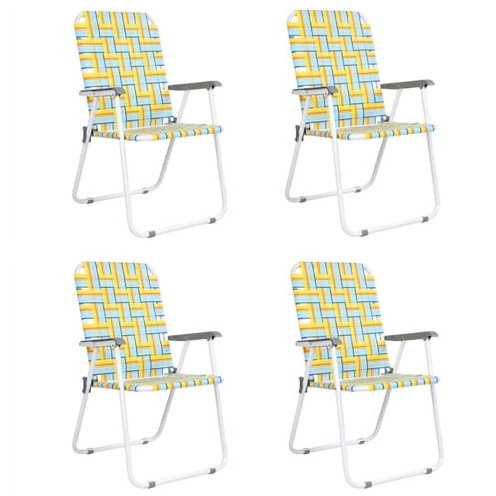 VINGLI Patio Lawn Chairs Folding Set of 4, bed Folding Chair Outdoor Beach Chair Portable