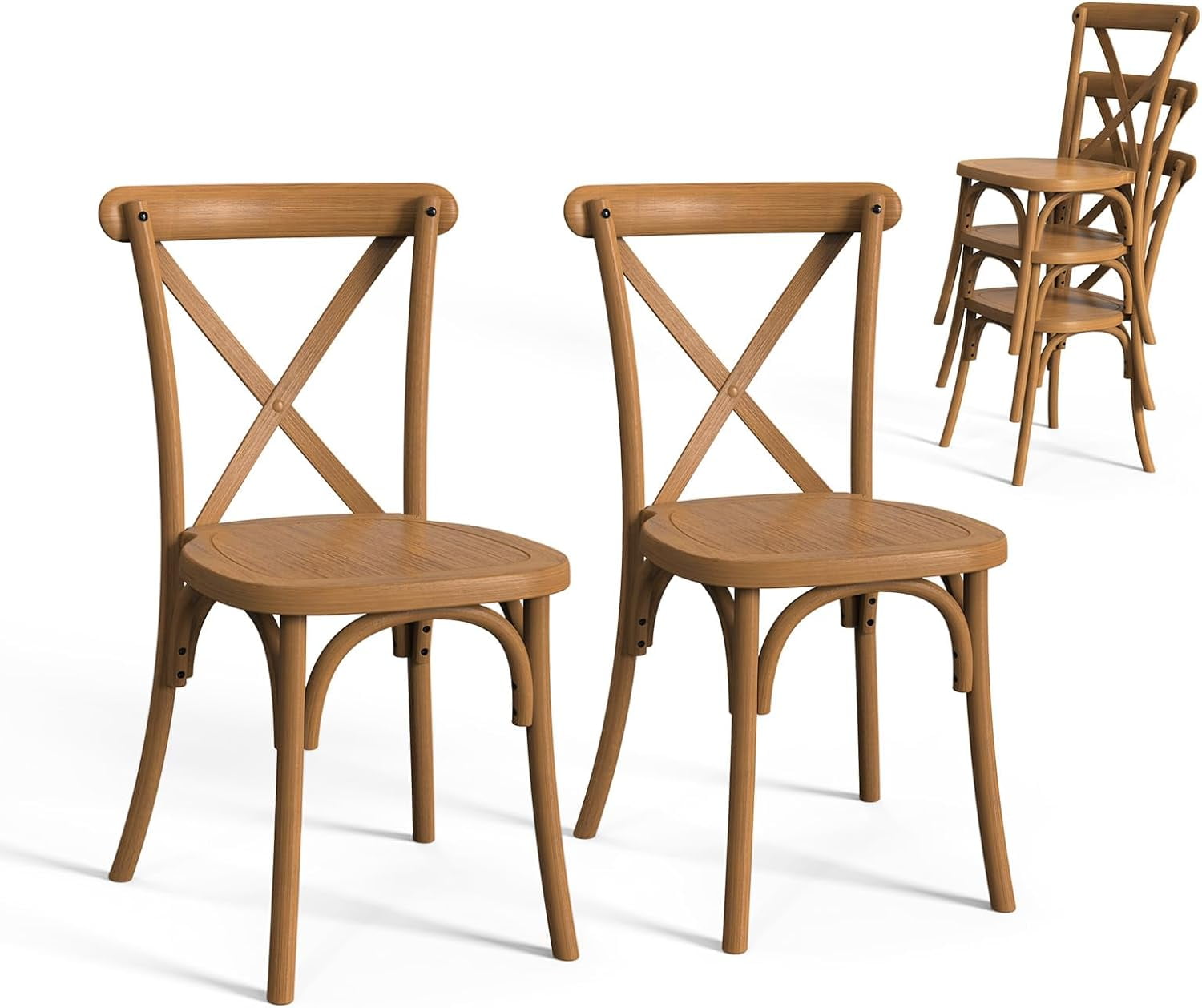 VINGLI Plastic Dining Chairs Set of 2 Stackable Patio Dining Chairs with X Back Waterproof Kitchen Dining Room Chairs for Indoor Outdoor Capacity