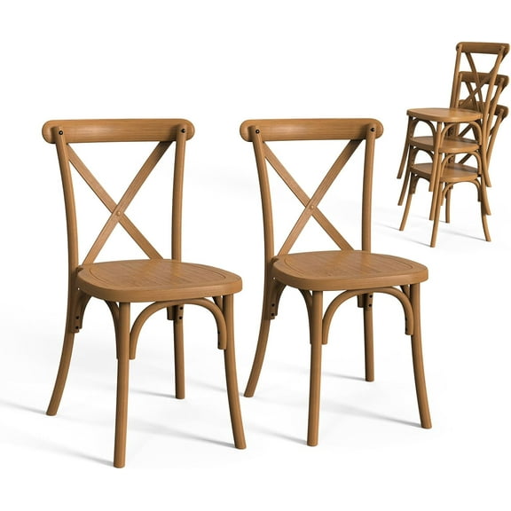 VINGLI Plastic Outdoor Dining Chair -Set of 2, Brown