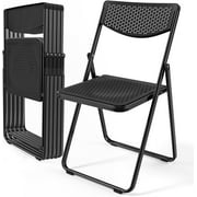 VINGLI Plastic Folding Chairs with Breathable Mesh Seat and Sturdy Metal Frame 350 Pounds Capacity
