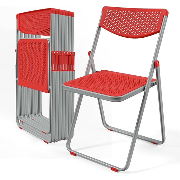 VINGLI Plastic Folding Chairs with Breathable Mesh Seat and Sturdy Metal Frame 350 Pounds Capacity