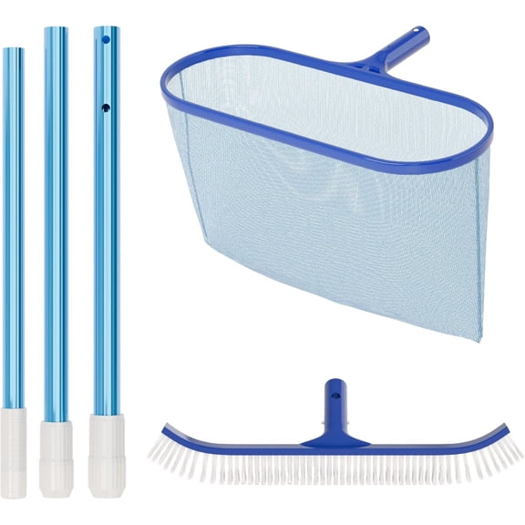 VINGLI Pool Cleaning Kit,Pools Maintenance Kits with Pool Net, Pool Brush, 5 FT Telescopic Pole, Skimer Net and SPA Brush for Inground & Above Ground Swimming Pools (5 in 1)