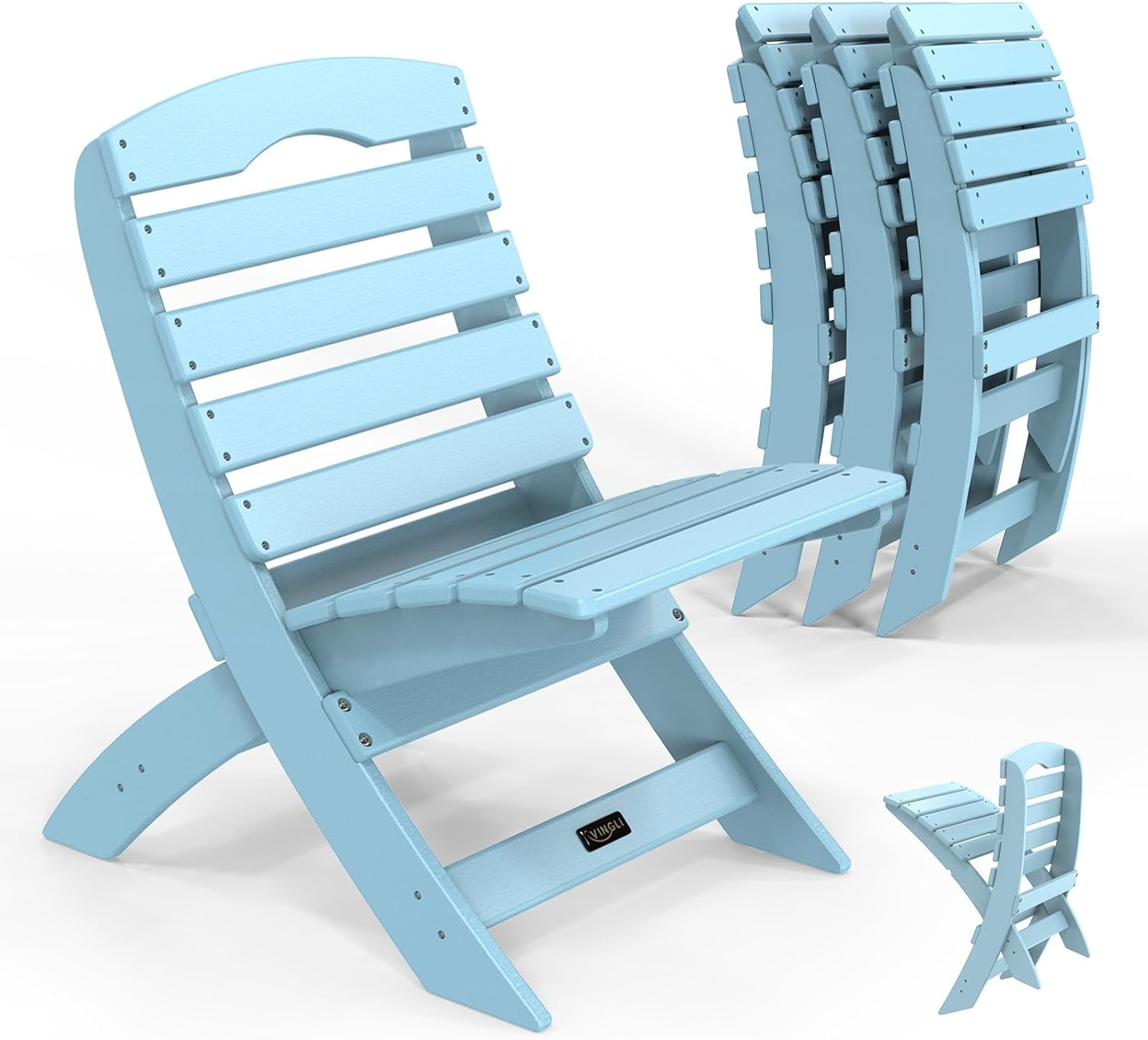 VINGLI Portable Adirondack Chairs Set of 4, Folding Plastic