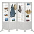 thumbnail image 1 of VINGLI Room Divider Freestanding Gridwall, 4 Panel Folding Display Board Organizer with Base Feet, Decorative Wooden Frame Wire Grid Screens for Craft Shows Events Retail, 1 of 7