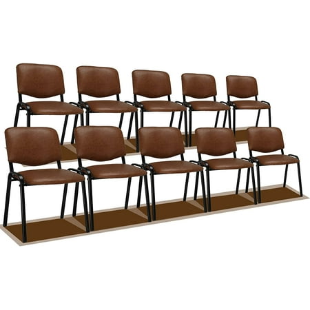 VINGLI Rustic Waiting Room Chairs, 10-Pack PU Church Chairs Conference Room Stackable Chairs Set, Office Guest Chairs & Reception Chairs Stacking Chairs for Meeting,Office Lobby, Simple&Space-Saving