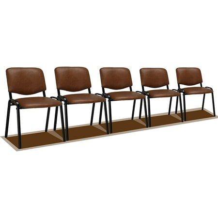 VINGLI Rustic Waiting Room Chairs, 5-Pack PU Church Chairs Conference Room Chairs Stackable Chairs, Office Guest Chairs & Reception Chairs Stacking Chairs for Meeting,Office Lobby, Simple&Space-saving