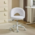 thumbnail image 1 of VINGLI Small Vanity Chair with Wheels for Girls.Cute Modern Adjustable Height Armless Office Desk Chair.360°Swivel Comfy Rolling Chair for Study, Make up Room,Small Space,Linen White, 1 of 9