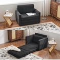 thumbnail image 1 of VINGLI Chenille Solid Wood + Metal Futon Frames, Black, 1 of 18
