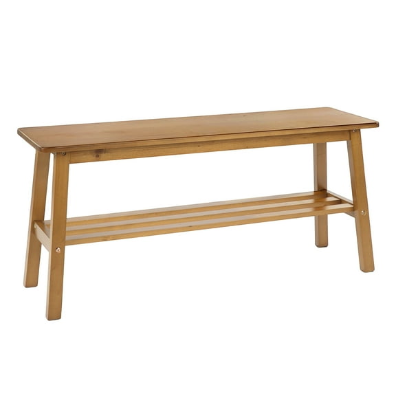 VINGLI Solid Wood Dining Bench 39" Wooden Bench for Entryway, Bedroom, Kitchen & Living Room, with Shoe Rack Storage