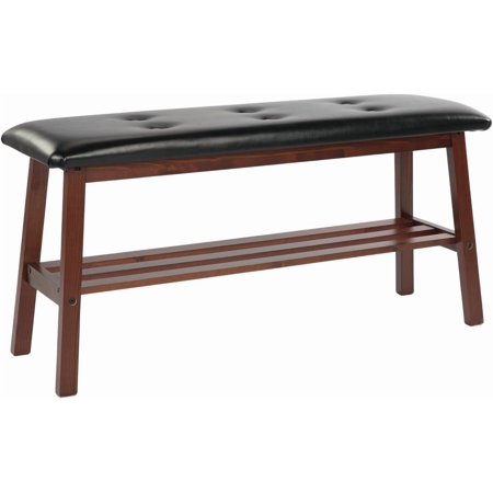 VINGLI Solid Wood Dining Bench 39" Wooden Bench for Entryway, Bedroom, Kitchen & Living Room, with Shoe Rack Storage
