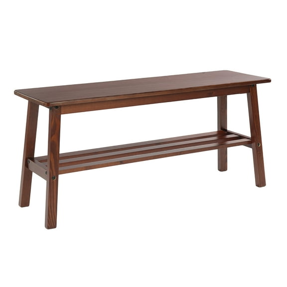 VINGLI Solid Wood Dining Bench 39" Wooden Bench for Entryway, Bedroom, Kitchen & Living Room, with Shoe Rack Storage