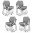 thumbnail image 1 of VINGLI Stackable Chairs Set of 20, Stacking Office Chairs with Metal Sled Base, Ergonomic Plastic Padded Seat & Back, Capacity 350lbs, Stacking Chairs for Waiting Room Break Room Banquet Guest, Gray, 1 of 7
