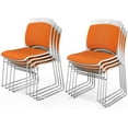 thumbnail image 1 of VINGLI Stackable Chairs Set of 8, Stacking Office Chairs with Metal Sled Base, Ergonomic Plastic Padded Seat & Back, Capacity 350lbs, Stacking Chairs for Waiting Room Break Room Banquet Guest, Orange, 1 of 7