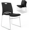thumbnail image 1 of VINGLI Stacking Chairs Set of 5 Stackable Office Chairs with Metal Sled Base, Ergonomic Plastic Seat, Stacking Chairs for Waiting Room Break Room Banquet Guest, Black, 1 of 6