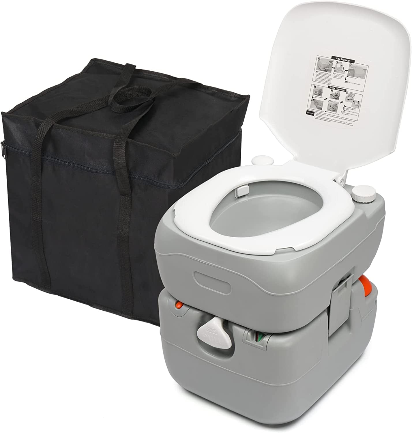 VINGLI Upgarded Portable 5.8 Gallon Flushing Camping Toilet w/Carrying ...