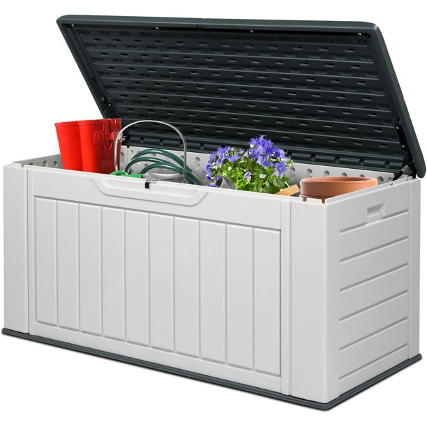 VINGLI Upgraded 158 Gallon Outdoor Storage Box, Lockable Resin Storage