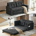 thumbnail image 1 of VINGLI Chenille 64" W 84" L Convertible Loveseat Sofa, Dark Grey, 1 of 18