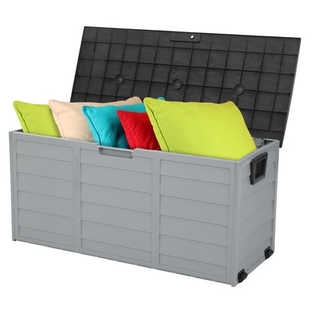 VINGLI Upgraded 75 Gallon Outdoor Storage Box, Patio Deck Box with Lockable Design, Black
